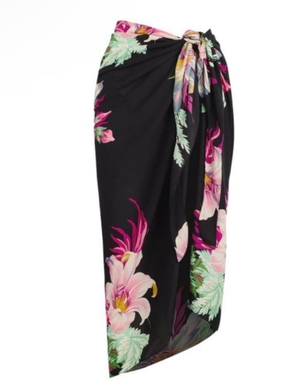 Walter Baker Paradise Sarong Grand Magnolia Floral Chiffon Wrap Skirt